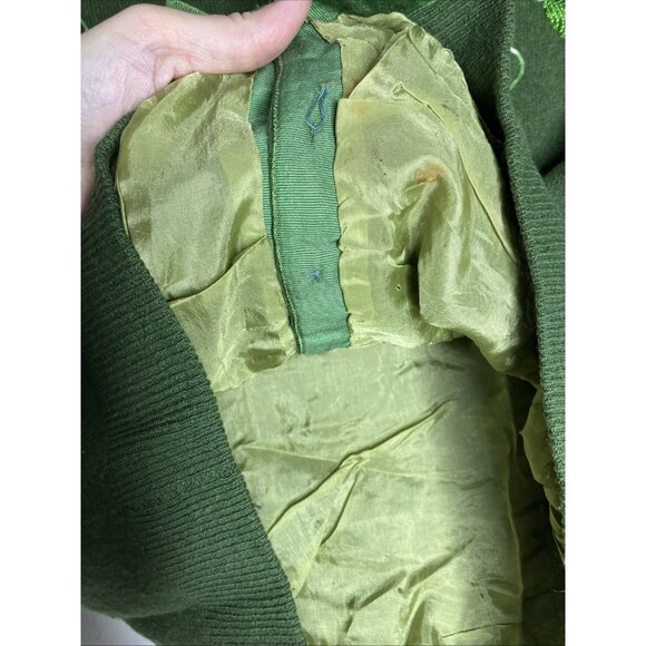 Vintage 50's Wool Angora Cashmere Green Beaded Cardigan Sweater Women’s Small - Picture 10 of 13